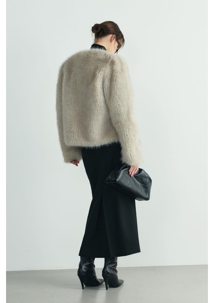 Gri Lexi Suni Kürk Ceket