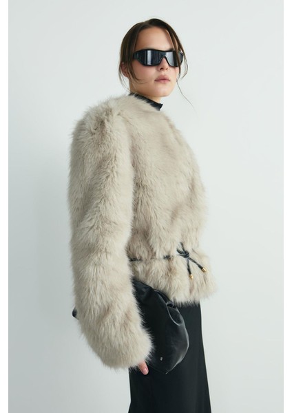 Gri Lexi Suni Kürk Ceket
