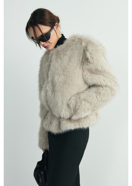 Gri Lexi Suni Kürk Ceket