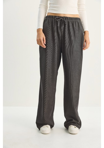 Kadın Beli Lastikli Cep Detaylı Fitilli Palazzo Pantolon indirimleri