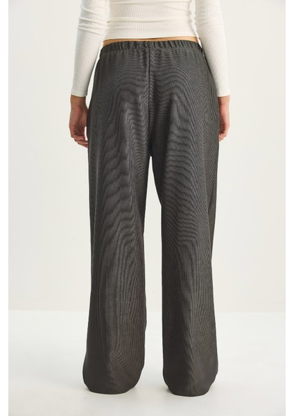 Kadın Beli Lastikli Cep Detaylı Fitilli Palazzo Pantolon