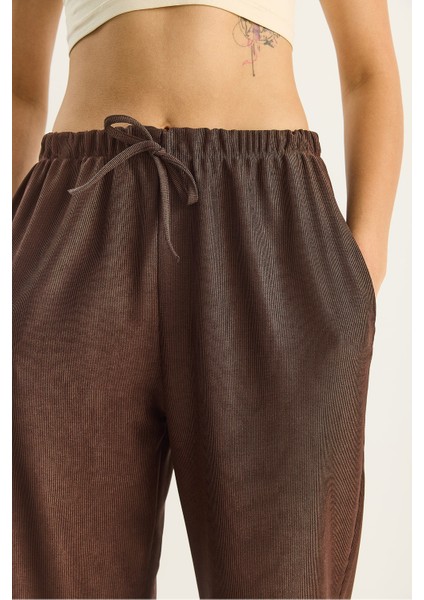 Kadın Beli Lastikli Cep Detaylı Fitilli Palazzo Pantolon indirimleri