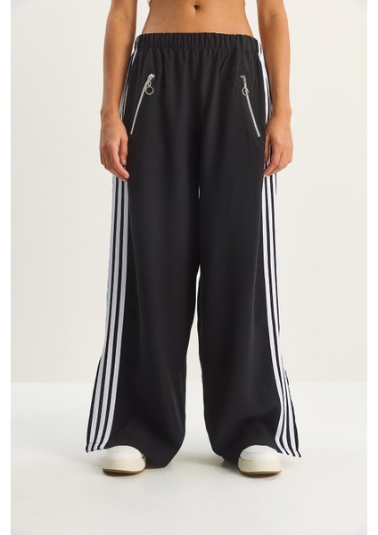 Kadın Şeritli Beli Lastikli Cep Detaylı Mevsimlik Palazzo Pantolon indirimleri