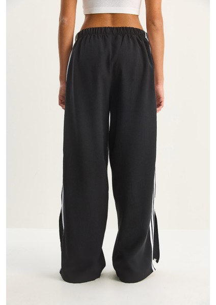 Kadın Şeritli Beli Lastikli Cep Detaylı Mevsimlik Palazzo Pantolon