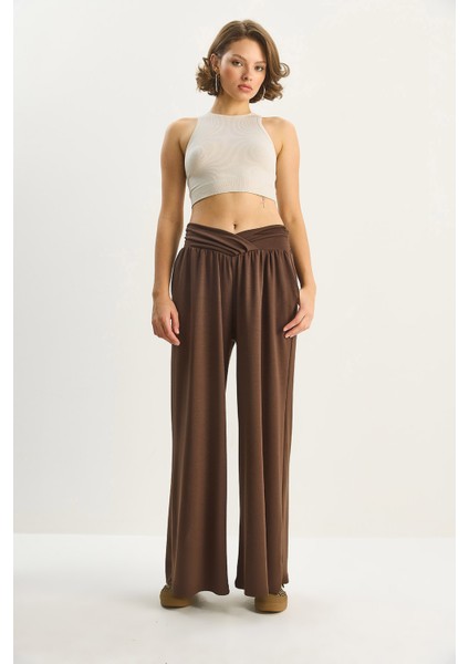 Kadın Asimetrik Bel Detaylı Cepli Rahat Modal Pantolon fiyatları