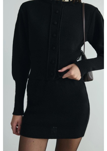 Siyah Lucy Triko Mini Etek