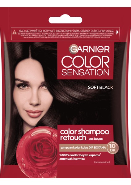 Color Shampoo Retouch Şampuan Kolaylığında Dip Boyası, Siyah 2.0