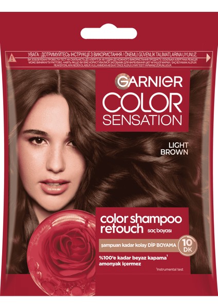 Color Shampoo Retouch Şampuan Kolaylığında Dip Boyası, Açık Kahve 5.0