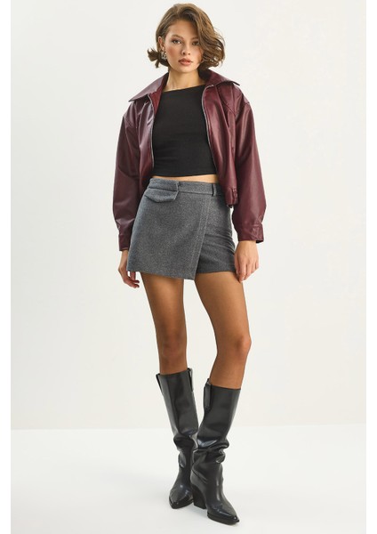 Kadın Kaşe Mini Şort Etek