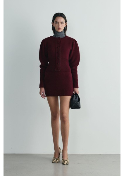 Bordo Lucy Triko Mini Etek