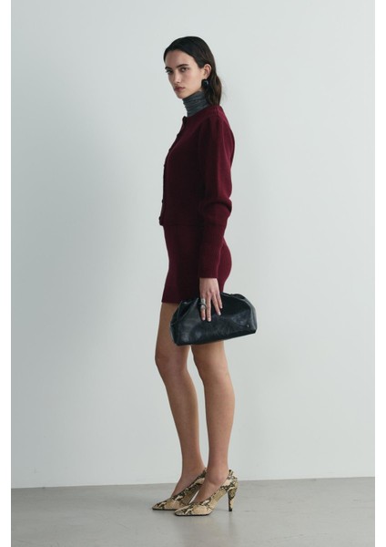 Bordo Lucy Triko Mini Etek modelleri