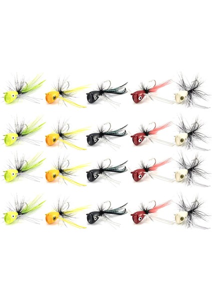 20PCS Sinek Balıkçılık Poppers Topsu Balıkçılık Yemleri Bas Crappie Bluegill Panfish Alabalık Somon Levrek Çelik Kafalı Sinekler (Yurt Dışından)