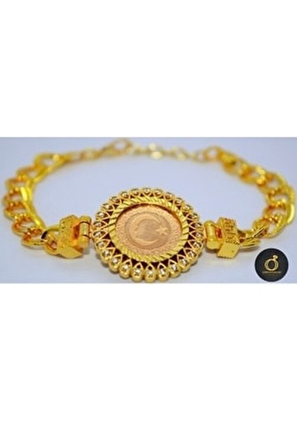 22 Ayar 0.50 Gram Altınlı Bileklik Zirkon Taşlı Gold Renk 0.5 g Dayanıklı Tasarım