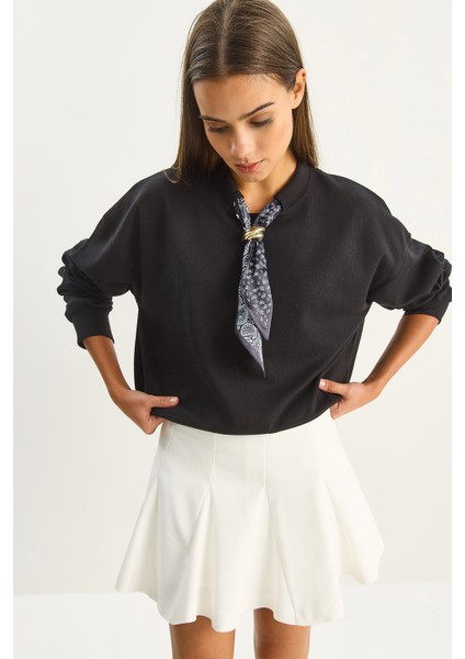 Kadın Fular Detaylı Pamuklu Ottoman Sweatshirt fırsatları