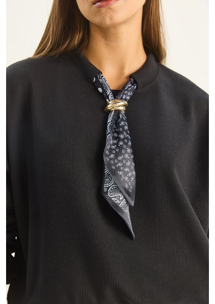 Kadın Fular Detaylı Pamuklu Ottoman Sweatshirt indirimleri