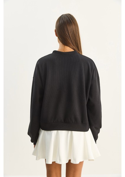 Kadın Fular Detaylı Pamuklu Ottoman Sweatshirt