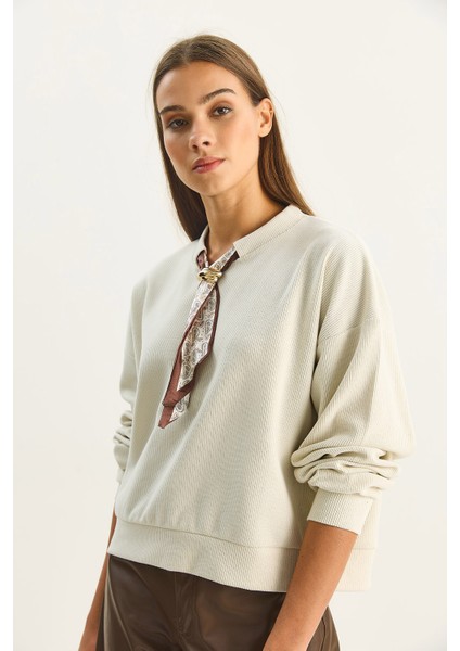 Kadın Fular Detaylı Pamuklu Ottoman Sweatshirt modelleri