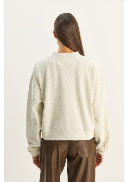 Kadın Fular Detaylı Pamuklu Ottoman Sweatshirt