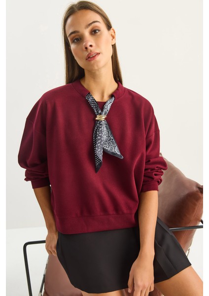 Kadın Fular Detaylı Pamuklu Ottoman Sweatshirt
