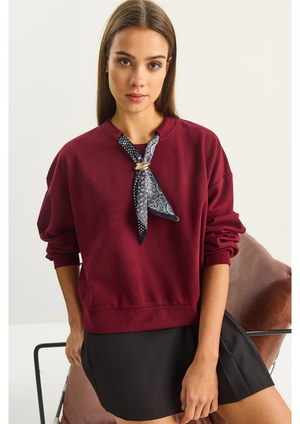 Kadın Fular Detaylı Pamuklu Ottoman Sweatshirt fiyatları