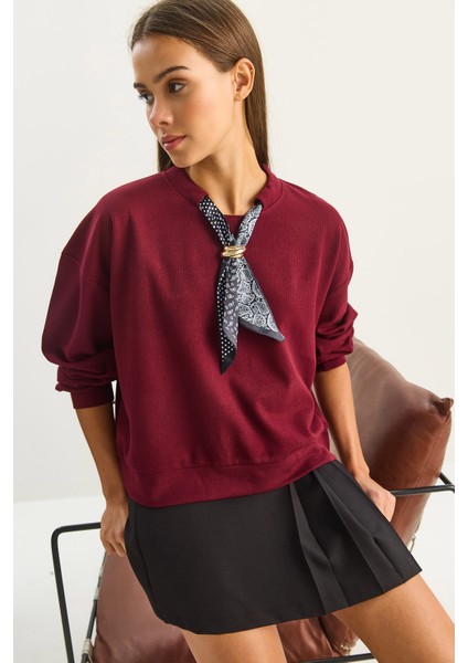 Kadın Fular Detaylı Pamuklu Ottoman Sweatshirt modelleri