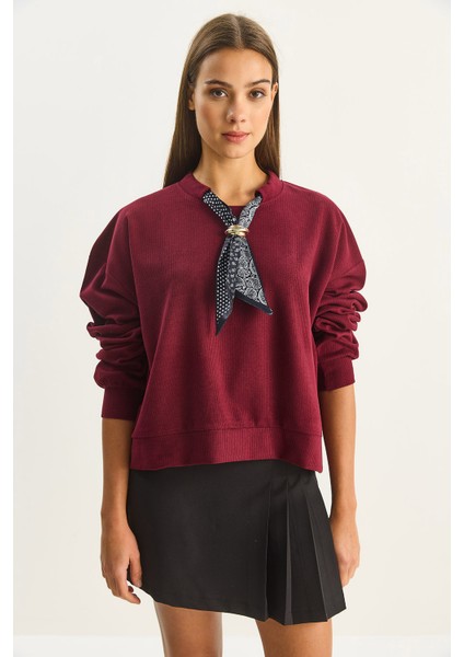 Kadın Fular Detaylı Pamuklu Ottoman Sweatshirt fırsatları