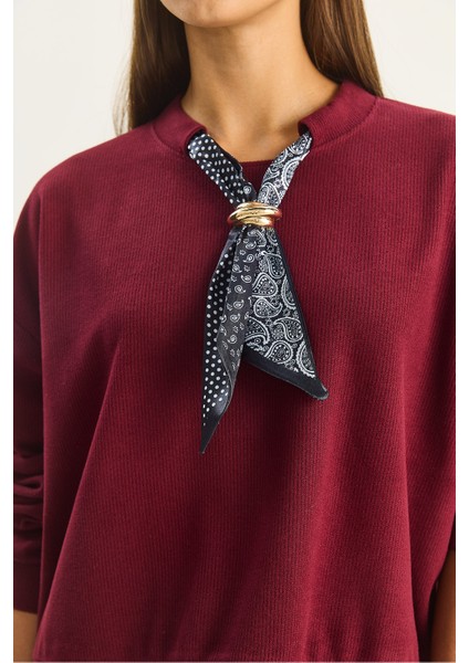 Kadın Fular Detaylı Pamuklu Ottoman Sweatshirt