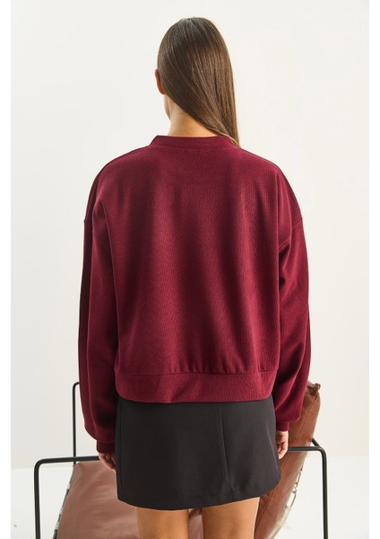 Kadın Fular Detaylı Pamuklu Ottoman Sweatshirt