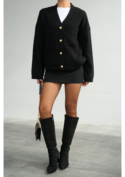 Kadın V Yaka Cep Detaylı Düğmeli Casual Hırka modelleri