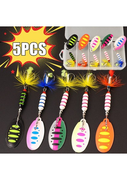 5 Kutulu Kompozit Pullar Dönen Payetler Metal Elle Kranklı Bakır Sütun Üç Kanca Lueya Yem Seti 7g-9cm (Yurt Dışından) fiyatları