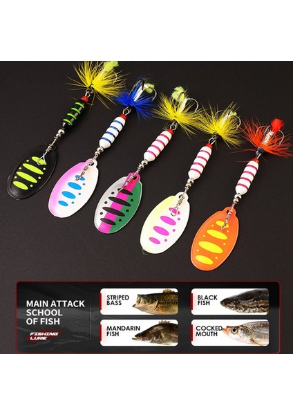 5 Kutulu Kompozit Pullar Dönen Payetler Metal Elle Kranklı Bakır Sütun Üç Kanca Lueya Yem Seti 7g-9cm (Yurt Dışından) modelleri