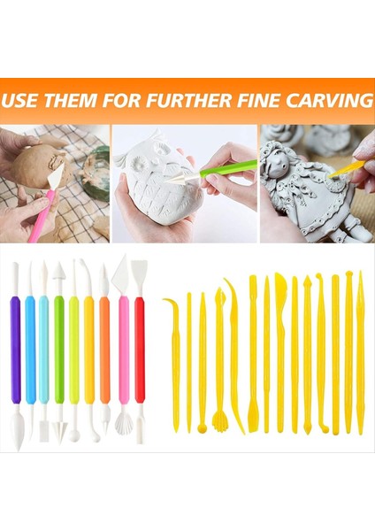 53 Parça Kil Alet Kiti Kil Heykel Araçları Seramik Alet Kiti Polimer Seramik Hava Kuru Kil Alet Seti Boyama Süsleme (Yurt Dışından) modelleri