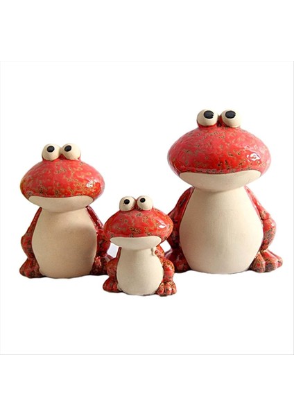 3 Adet Kurbağa Aile Figürinleri Kurbağa Heykeli Minyatür Seramik Kurbağa Figürin Hayvan Kurbağa Kitaplık Kırmızısı Için Süsleme (Yurt Dışından)