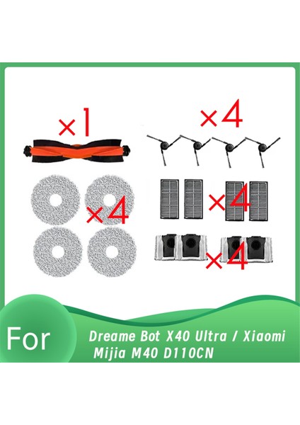 Bot X40 Ultra / M40 D110CN Elektrikli Süpürge Parçaları Ana Yan Fırça Paspas Bezi Toz Torbası Filtresi (Yurt Dışından)