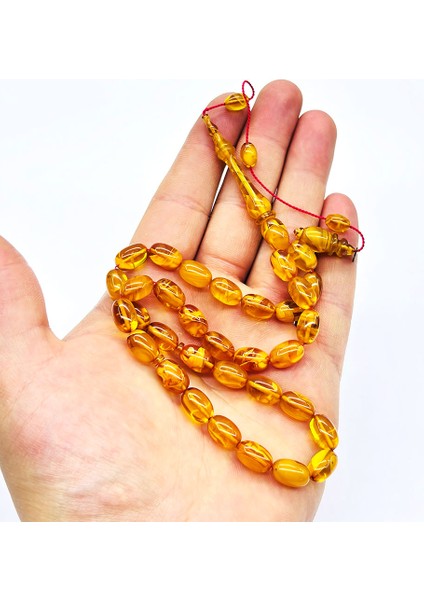 Usta Işçilikli Sarı Hareli Sıkma Ateş Kehribar Tesbih modelleri