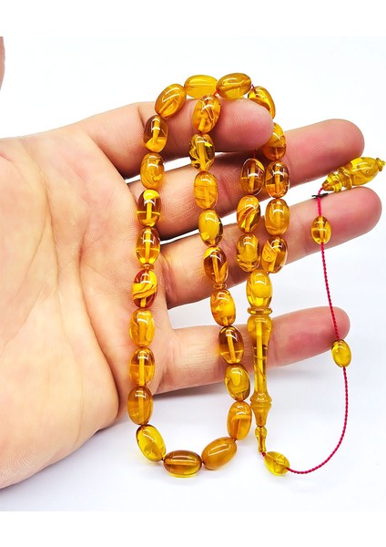 Usta Işçilikli Sarı Hareli Sıkma Ateş Kehribar Tesbih fırsatları