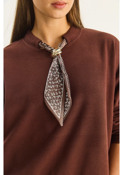 Kadın Fular Detaylı Pamuklu Ottoman Sweatshirt