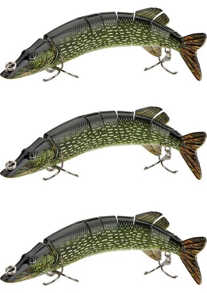 3x 20CM 40G Hayata Benzeri Çok Eşlemeli 8 Sayılı Tur Pike Muskie Balıkçılık Cazibesi Swimbait Krankbait Sert Yem Balık Hook Ordu Ordusu (Yurt Dışından)