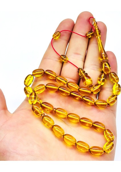 Usta Işi Şeffaf Sarı Sıkma Ateş Kehribar Tesbih fiyatları