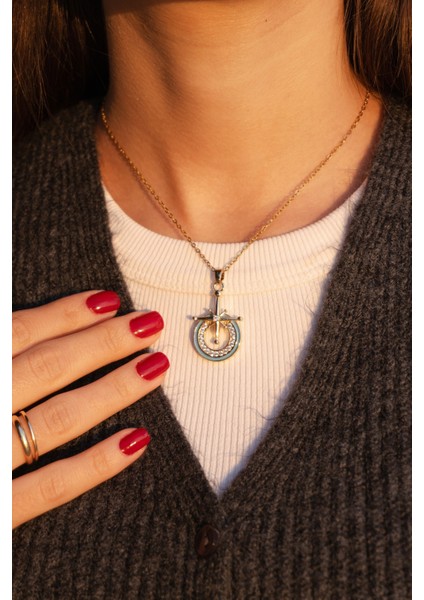 Çelik Kutup Yıldızı Zirkon Taşlı Kolye fiyatları