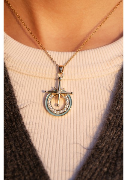 Çelik Kutup Yıldızı Zirkon Taşlı Kolye fırsatları