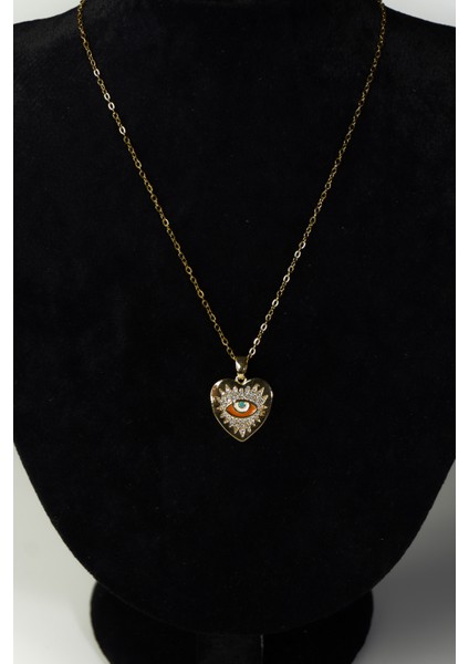 Çelik Kalp Nazar Göz Zirkon Taşlı Kadın Kolye fırsatları