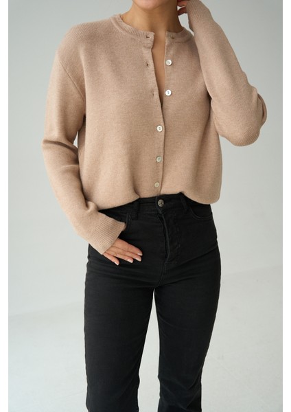 Kadın Gri Bisiklet Yaka Düğmeli Basic Hırka fiyatları