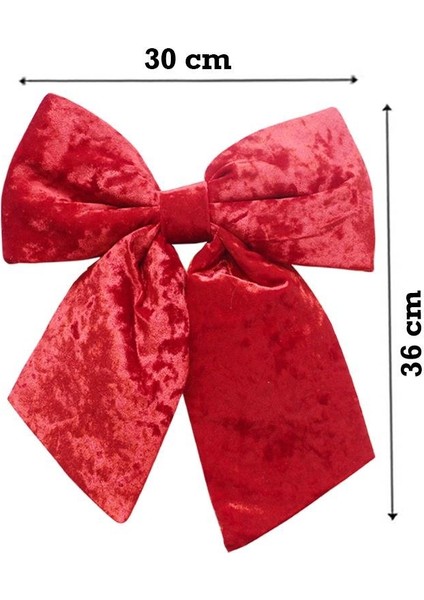 Yılbaşı Ağaç Süsü Kadife Fiyonk Sünger Dolgulu Kurdele Dekor Süsü Kırmızı 30 cm fiyatları