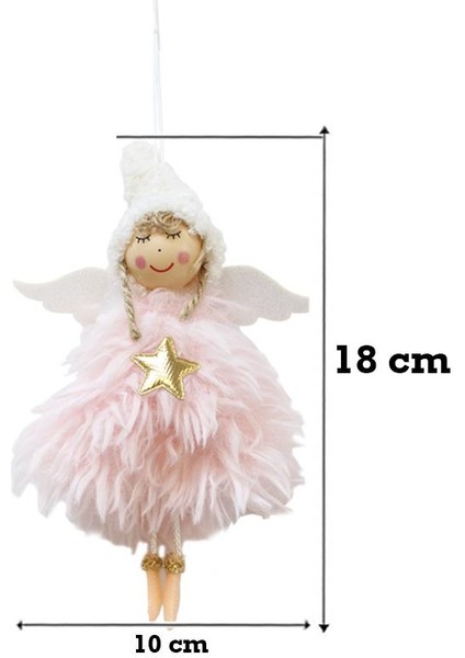 Yılbaşı Ağaç Süsü Melek Kanatlı Peri Kızı Asılabilir Dekoratif Süs Pembe 18 cm modelleri