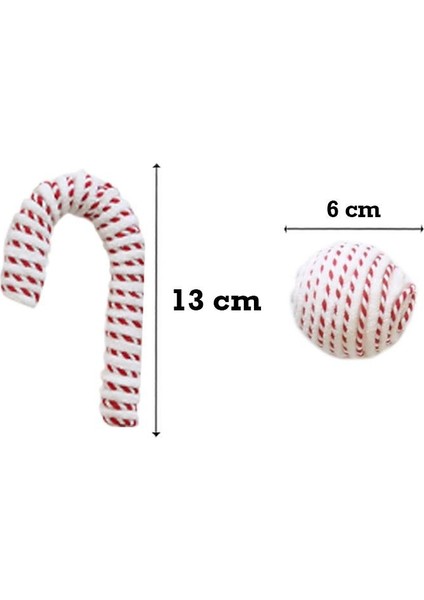 Yılbaşı Dekor Süsleri Baston Şeker Top Figürlü Garland Beyaz Kırmızı 180 cm modelleri