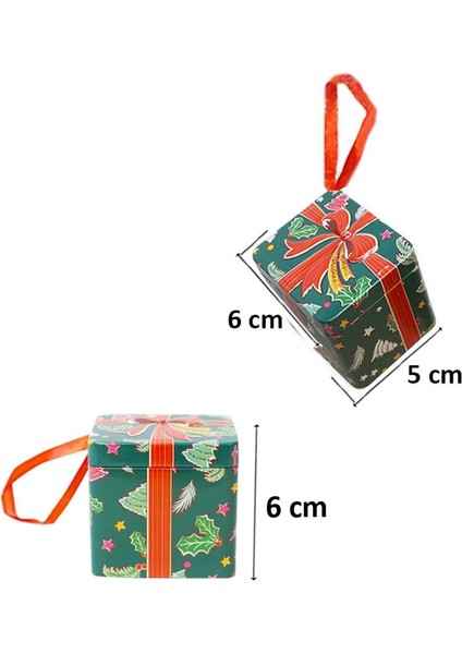 Hediye Paketi Şeklinde Yılbaşı Ağaç Süsü Metal Hediye Kutusu Yeşil 6 cm modelleri