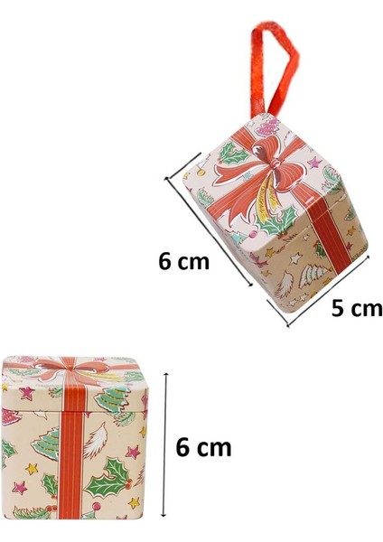 Hediye Paketi Şeklinde Yılbaşı Ağaç Süsü Metal Hediye Kutusu Somon 6 cm fiyatları