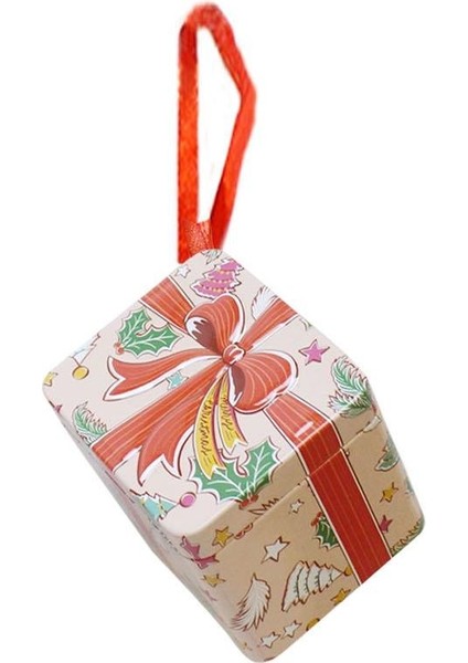 Hediye Paketi Şeklinde Yılbaşı Ağaç Süsü Metal Hediye Kutusu Somon 6 cm modelleri