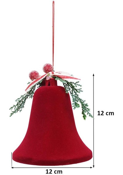 Yılbaşı Ağaç Süsü Kadife Çan Dekoratif Süsleme Aksesuarı Bordo 12 cm modelleri
